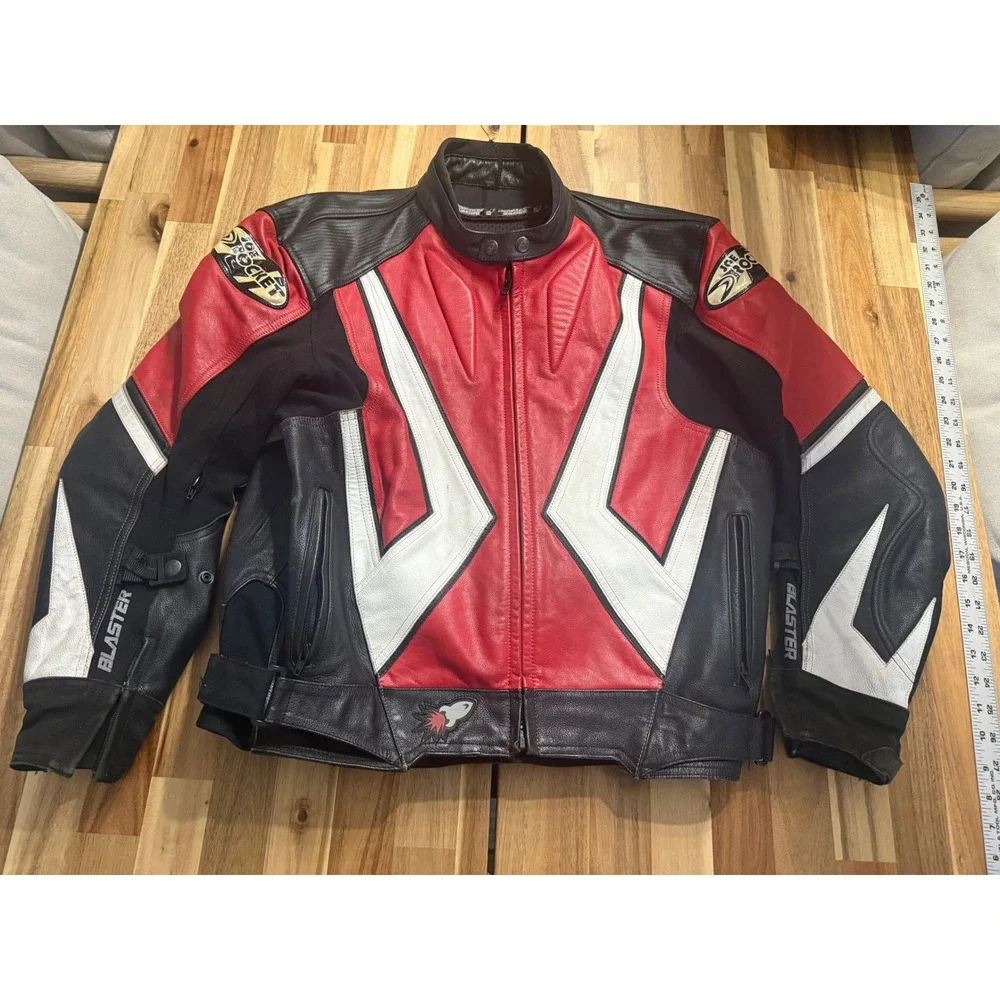 Joe Rocket Leather‎ Motorcycle Jacket Size 46 Red & Black men's large